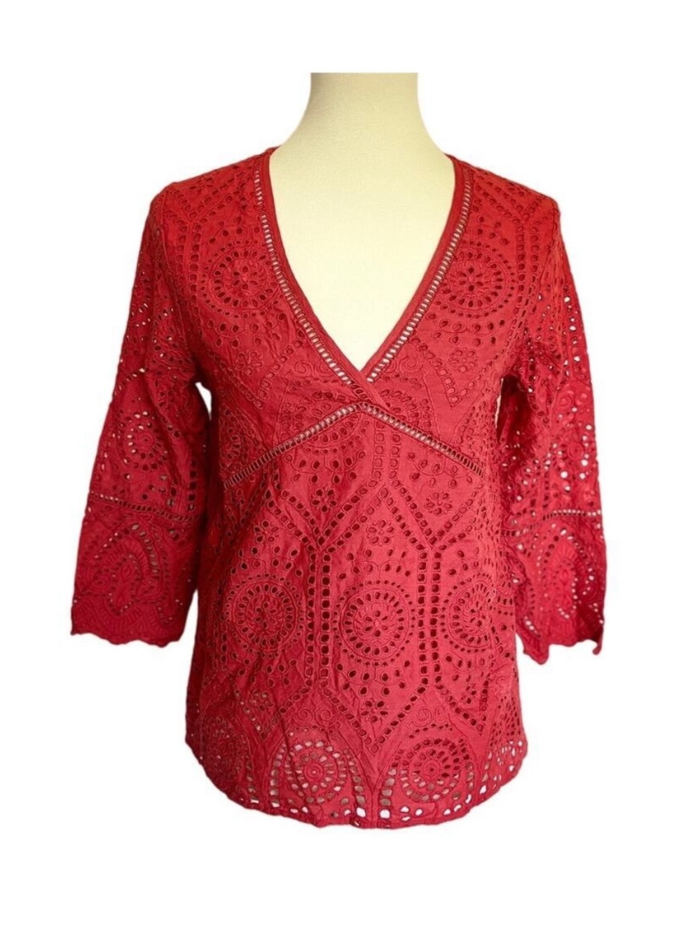 Sezane Andrea Blouse 38 red excellent condition